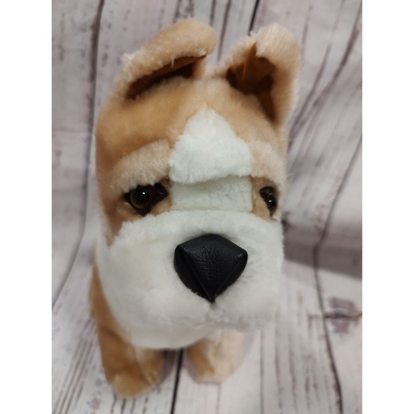 Bulldog Stuffed Animal Plush Realistictan White Tan Bull Dog - Picture 2 of 7
